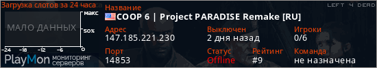 баннер для сервера l4d. COOP 6 | Project PARADISE Remake [RU]