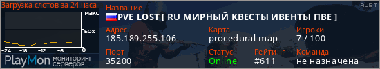 баннер для сервера rust. PVE LOST [ RU МИРНЫЙ КВЕСТЫ ИВЕНТЫ ПВЕ ]