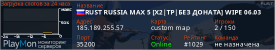 баннер для сервера rust. RUST RUSSIA MAX 5 [X2|TP|БЕЗ ДОНАТА] WIPE 06.03