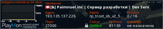 баннер для сервера garrysmod. [&] Paimnuel.inc | Сервер разработки | Dev Serv