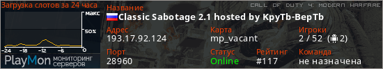 баннер для сервера cod4. Classic Sabotage 2.1 hosted by KpyTb-BepTb