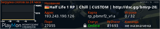 баннер для сервера garrysmod. Half Life 1 RP | Chill | CUSTOM | http://dsc.gg/bmrp-2025 | Bla
