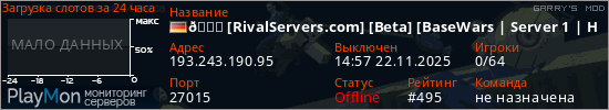 баннер для сервера garrysmod. 😈 [RivalServers.com] [Beta] [BaseWars | Server 1 | Hiring]