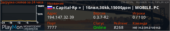 баннер для сервера crmp. « Capital-Rp » | 10лвл,30kk,15000дон | MOBILE, PC
