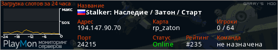 баннер для сервера garrysmod. Stalker: Наследие / Затон / Старт