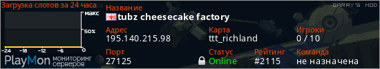 баннер для сервера garrysmod. tubz cheesecake factory