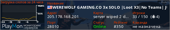 баннер для сервера rust. WEREWOLF GAMING.CO 3x SOLO |Loot X3|No Teams| JUST WIPED