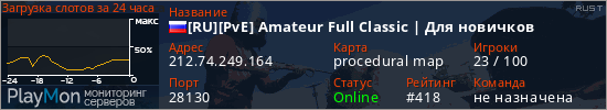 баннер для сервера rust. [RU][PvE] Amateur Full Classic | Для новичков