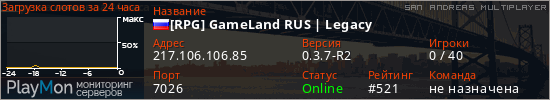 баннер для сервера samp. [RPG] GameLand RUS | Legacy