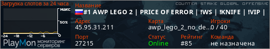баннер для сервера csgo. #1 AWP LEGO 2 | PRICE OF ERROR | !WS | !KNIFE | !VIP | 128 TICK
