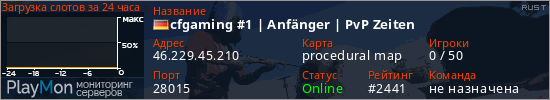 баннер для сервера rust. cfgaming #1 | Anf&auml;nger | PvP Zeiten