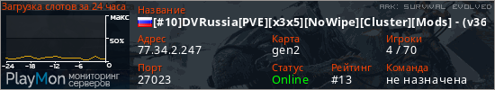 баннер для сервера ark. [#10]DVRussia[PVE][x3x5][NoWipe][Cluster][Mods] - (v361.5)