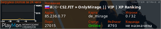 баннер для сервера cs2. 🩷 CS2.FIT &raquo; OnlyMirage || VIP | XP Ranking