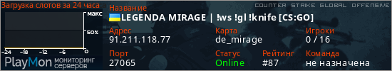 баннер для сервера csgo. LEGENDA MIRAGE | !ws !gl !knife [CS:GO]