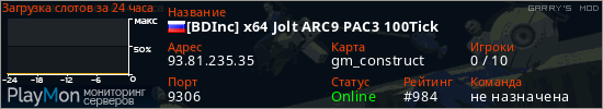 баннер для сервера garrysmod. [BDInc] x64 Jolt ARC9 PAC3 100Tick