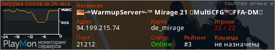 баннер для сервера cs2. -=WarmupServer=-™ Mirage 21 ★MultiCFG™★FFA-DM★