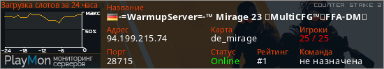 баннер для сервера cs2. -=WarmupServer=-™ Mirage 23 ★MultiCFG™★FFA-DM★